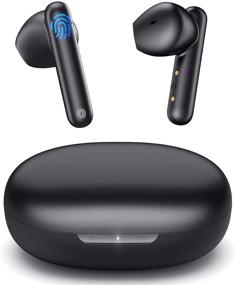 img 4 attached to 🎧 Black Wireless Bluetooth Earbuds - In-Ear Noise Cancelling Headphones with Stereo Sound | Waterproof True Wireless Earbuds for Running & Fitness | 36 Hours Playtime