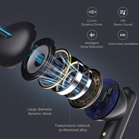 img 3 attached to 🎧 Black Wireless Bluetooth Earbuds - In-Ear Noise Cancelling Headphones with Stereo Sound | Waterproof True Wireless Earbuds for Running & Fitness | 36 Hours Playtime