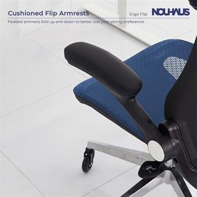 img 1 attached to Nouhaus ErgoFlip Mesh Computer Chair - Ultimate Comfort with Retractable Armrest, Blade Wheels, and Reinforced Base – Ideal for Office, Gaming, and Executive Use (Blue)