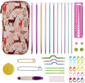img 4 attached to 🧶 Looen Aluminum Tunisian Crochet Hooks Set: Afghan Knitting Needles Kit, 11pcs with Long Case - 2mm/B-8mm/L Hooks and Necessary Accessories. Perfect Gift for Mom, Vibrant Orange Design!