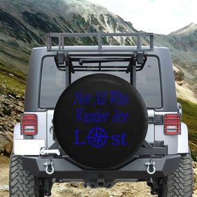 img 2 attached to Not All Who Wander Are Lost - Sea Compass Spare Tire Cover Fits SUV Camper RV Accessories Blue Ink 27