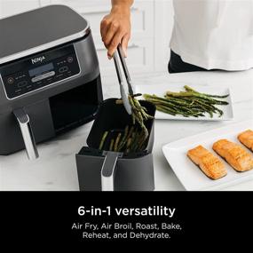 img 2 attached to Ninja DZ201 Foodi 8 Quart DualZone Air Fryer: 6-in-1, 2-Basket Design for Quick & Easy Meals - Ideal for Roasting, Broiling, Dehydrating & More! (Grey)