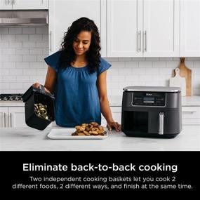 img 3 attached to Ninja DZ201 Foodi 8 Quart DualZone Air Fryer: 6-in-1, 2-Basket Design for Quick & Easy Meals - Ideal for Roasting, Broiling, Dehydrating & More! (Grey)