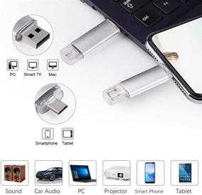 img 2 attached to Флэш-накопитель Micro USB VANSUNY 64 ГБ с функцией OTG для смартфонов на Android, USB-накопитель для фотографий, флеш-накопитель для планшетов/Мак/устройств на Android, флеш-накопитель Jump Drive для ПК (64 ГБ, серебристый)