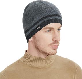 img 3 attached to Bodvera Mens Winter Beanie Hat - Warm Knit Cuffed Toboggan Ski Skull Cap with 3 Patterns