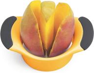 🥭 mango 3-in-1 tool: slicer, peeler, and pit remover - optimal blade shape for easy mango skin peeling, splitter and fruit cutter pitter with non-slip silicon ergonomic handles - bpa free with sturdy design logo