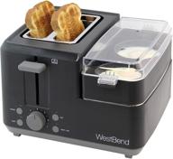 🥓 west bend 78500 2-slice breakfast station: wide slot toaster & egg cooker with meat and vegetable warming tray - efficient & certified black appliance логотип