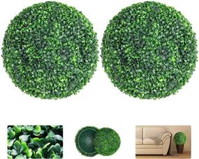 img 4 attached to 🌿 VegasDoggy 2 PCS 19.7 Inch Artificial Boxwood Balls Topiary - UV Protected, 4 Layered Faux Plants Decorative Balls for Indoor, Outdoor, Garden, Wedding, Balcony, Backyard, and Home Decor - Enhance Your Space with Beautiful, Long-Lasting Greenery