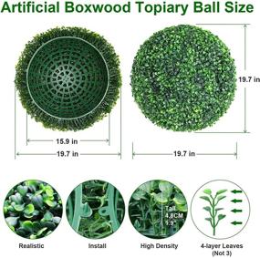 img 2 attached to 🌿 VegasDoggy 2 PCS 19.7 Inch Artificial Boxwood Balls Topiary - UV Protected, 4 Layered Faux Plants Decorative Balls for Indoor, Outdoor, Garden, Wedding, Balcony, Backyard, and Home Decor - Enhance Your Space with Beautiful, Long-Lasting Greenery