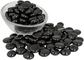 img 2 attached to 💎 Joyclub Black Flat Marbles for Vase Fillers, Party Table Scatter, Wedding Decor, Aquarium Decoration, Crystal Rocks - 1 lb (Approx 100 pcs)