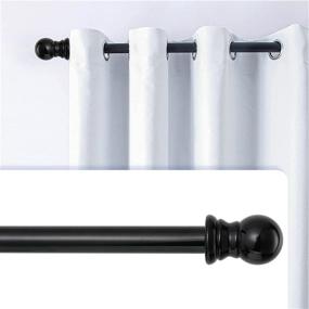 img 4 attached to 🏷️ Black Adjustable Curtain Rod Set with Brackets - 1" Diameter Metal Splicing Rods for Windows (30-60")