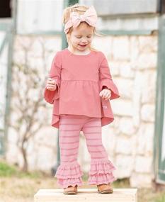 img 3 attached to 👶 Adorable RuffleButts Baby/Toddler Girls Stretchy Flare Pants with Cute Ruffles