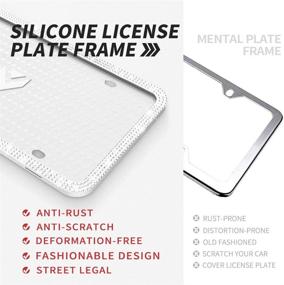 img 3 attached to 🚗 2-Pack Aujen Bling License Plate Frames: Rhinestone Cover for US Standard Cars - Easy Installation, Rust-Proof, Rattle-Proof & Weather-Proof