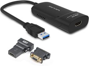 img 3 attached to 🖥️ WAVLINK USB 3.0 к HDMI видео графика адаптер, VGA к HDMI конвертер с аудио портом, чип Displaylink, расширяемый до 6 мониторов, поддерживает вход для микрофона и выход для наушников - черный