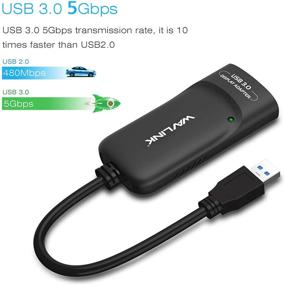 img 2 attached to 🖥️ WAVLINK USB 3.0 к HDMI видео графика адаптер, VGA к HDMI конвертер с аудио портом, чип Displaylink, расширяемый до 6 мониторов, поддерживает вход для микрофона и выход для наушников - черный