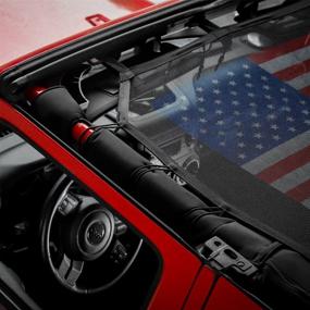 img 1 attached to RT-TCZ Sunshade Mesh Shade Top Cover US Flag: Durable Sun Shade for Jeep Wrangler 2007-2017 JK JKU 4 Door Black Red US Flag - Enhance Your Wrangler's Style and Protection!