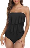 👙 firpearl women's layered ruffle bandeau one piece swimsuit - flounce swimwear bathing suit logo