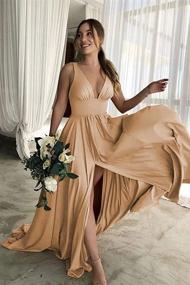 img 3 attached to Champagne Backless Evening Dresses for Women - Bridesmaid Clothing