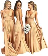 champagne backless evening dresses for women - bridesmaid clothing логотип