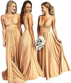 img 4 attached to Champagne Backless Evening Dresses for Women - Bridesmaid Clothing