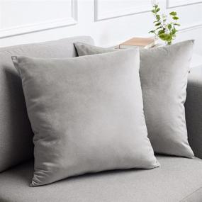 img 4 attached to 🛋️ Luxurious Silky Velvet Pillow Covers, 18x18, Set of 2, Softest Decorative Throw Pillowcases, Hidden Zipper, Washable, Home Décor Accent Cases for Living Room Couch, Sofa, Bedroom - Soft Gray - lalaLOOM