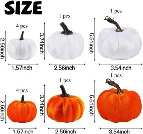 img 3 attached to 🎃 Eye-Catching 12 Pcs Artificial Velvet Pumpkins: White and Orange Decorative Fake Pumpkins for Vibrant Halloween, Autumn, and Thanksgiving Décor - Ideal for Indoor and Outdoor Settings