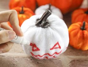 img 2 attached to 🎃 Eye-Catching 12 Pcs Artificial Velvet Pumpkins: White and Orange Decorative Fake Pumpkins for Vibrant Halloween, Autumn, and Thanksgiving Décor - Ideal for Indoor and Outdoor Settings