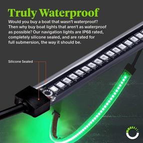 img 2 attached to 🌊 Enhance Water Safety with Red and Green LED Marine Navigation Light Strip Kit, Featuring 66/132 LEDs Per Strip, IP68 Waterproof Rating, and Flexible Housing - Ideal for Kayak, Pontoon, and Bass Fishing Boats