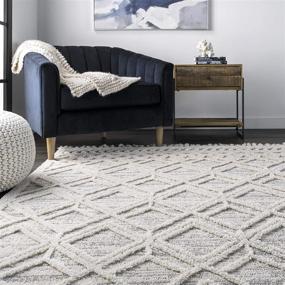 img 2 attached to 🔸 nuLOOM Ansley Soft Textured Tassel Lattice Area Rug, Beige, 3' x 5'