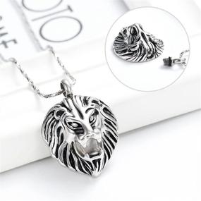 img 2 attached to 🐾 Personalized Pet Cremation Jewelry Keepsake Necklace for Ashes - Tiger/Lion/Cat Memorial Pendant Urn Holder, Stainless Steel