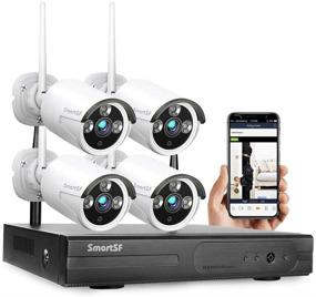 img 4 attached to 📷 SmartSF 1080P 8CH NVR HD Wireless Security Camera System WiFi Kit CCTV Surveillance Systems, (4) 1.0MP Outdoor/Indoor Weatherproof Bullet IP Cameras, 65ft Night Vision, P2P, Motion Detection, No Hard Drive - Enhanced SEO