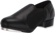 black stretchy neoprene tap shoes for adults by danzcue logo