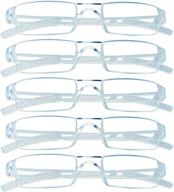 👓 set of 5 blue light blocking reading glasses, fashion square frame for men and women, clear lenses, +3.50 magnification - enhance your eye comfort and reduce digital eye strain logo