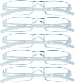 img 4 attached to 👓 Set of 5 Blue Light Blocking Reading Glasses, Fashion Square Frame for Men and Women, Clear Lenses, +3.50 Magnification - Enhance Your Eye Comfort and Reduce Digital Eye Strain