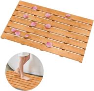 non-slip waterproof bamboo bath shower mat by domax - large indoor outdoor bathroom floor mat (31.3 x 18.1 x 1.5 inches) logo