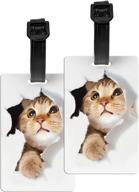 cat luggage tag for travel suitcase with name id card tags gift carry on women men kid bag set of 2 logo