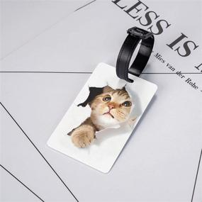 img 3 attached to Cat Luggage Tag For Travel Suitcase With Name ID Card Tags Gift Carry On Women Men Kid Bag Set Of 2