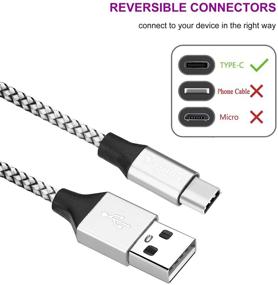 img 3 attached to 🔌 Серебряный кабель-зарядка Sagmoc Type C - быстрый USB C кабель зарядки, плетеный нейлоном,【4 шт.】2X10FT 6FT 2FT, совместимость с Samsung Galaxy S10 S9 S8 Plus, Note 8, LG G6 G5 V30 V20, Google Pixel and XL, Moto Z и Z2.