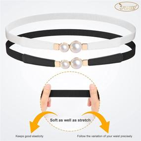 img 3 attached to 💃 Enhance Your Style with JASGOOD Elastic Fashion Double Pearls Women's Belts