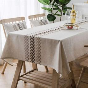 img 4 attached to 🌸 Amzali Embroidery Tablecloth: Elegant Decorative Rectangle Design for Stylish Home Décor