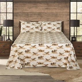 img 4 attached to 🐴 Wild Horses Twin Sheet Set - Blue Ridge Home Fashions (Brown)