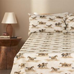 img 3 attached to 🐴 Wild Horses Twin Sheet Set - Blue Ridge Home Fashions (Brown)