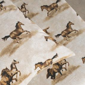 img 2 attached to 🐴 Wild Horses Twin Sheet Set - Blue Ridge Home Fashions (Brown)