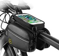 🚲 waterproof bicycle handlebar bag with touch screen cell phone case holder - bluedorado bike phone front frame bag for iphone 11 xs xr max - cycling storage pouch logo