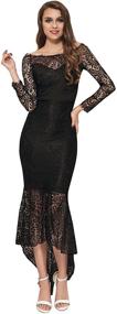 img 4 attached to OhYeah Solid Lace Maxi Dress: Stunning Long Sleeve Off 👗 Shoulder Formal Gown, Perfect for Elegant Parties and Mermaid Dress Lovers