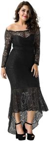 img 1 attached to OhYeah Solid Lace Maxi Dress: Stunning Long Sleeve Off 👗 Shoulder Formal Gown, Perfect for Elegant Parties and Mermaid Dress Lovers