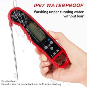 img 2 attached to 🥩 Adoric Waterproof Digital Instant Read Meat Thermometer with LCD Backlight - Kitchen Cooking Probe for BBQ, Grilling, Oven, Smoker (Red)