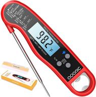 🥩 adoric waterproof digital instant read meat thermometer with lcd backlight - kitchen cooking probe for bbq, grilling, oven, smoker (red) logo