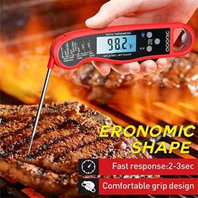 img 3 attached to 🥩 Adoric Waterproof Digital Instant Read Meat Thermometer with LCD Backlight - Kitchen Cooking Probe for BBQ, Grilling, Oven, Smoker (Red)