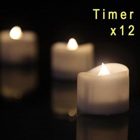 img 3 attached to 🕯️ eLander LED Tea Lights Flameless Candle: Timer, 6H On/18H Off, 1.4x1.3 Inch, Warm White, 12-Pack